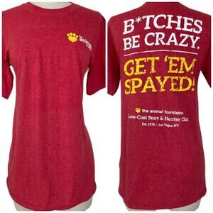 Dog lover graphic t-shirt, womens small red short sleeve crew neck tee